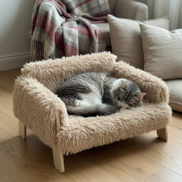 Canapé pour chat sur pieds en bois Sofao