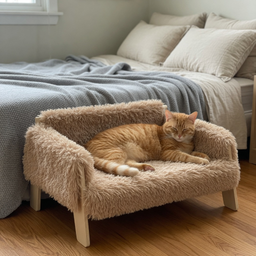 Canapé pour chat sur pieds en bois Sofao