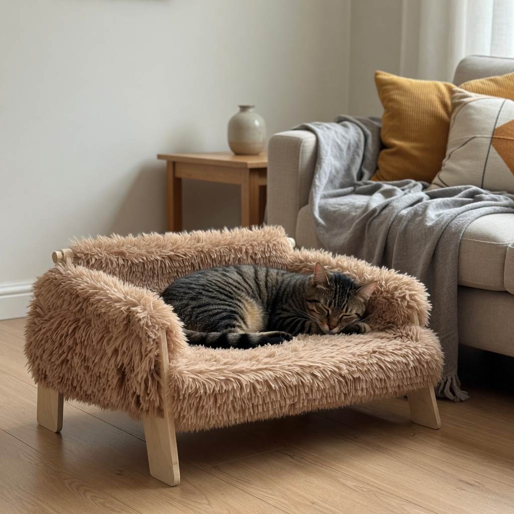 Canapé pour chat sur pieds en bois Sofao