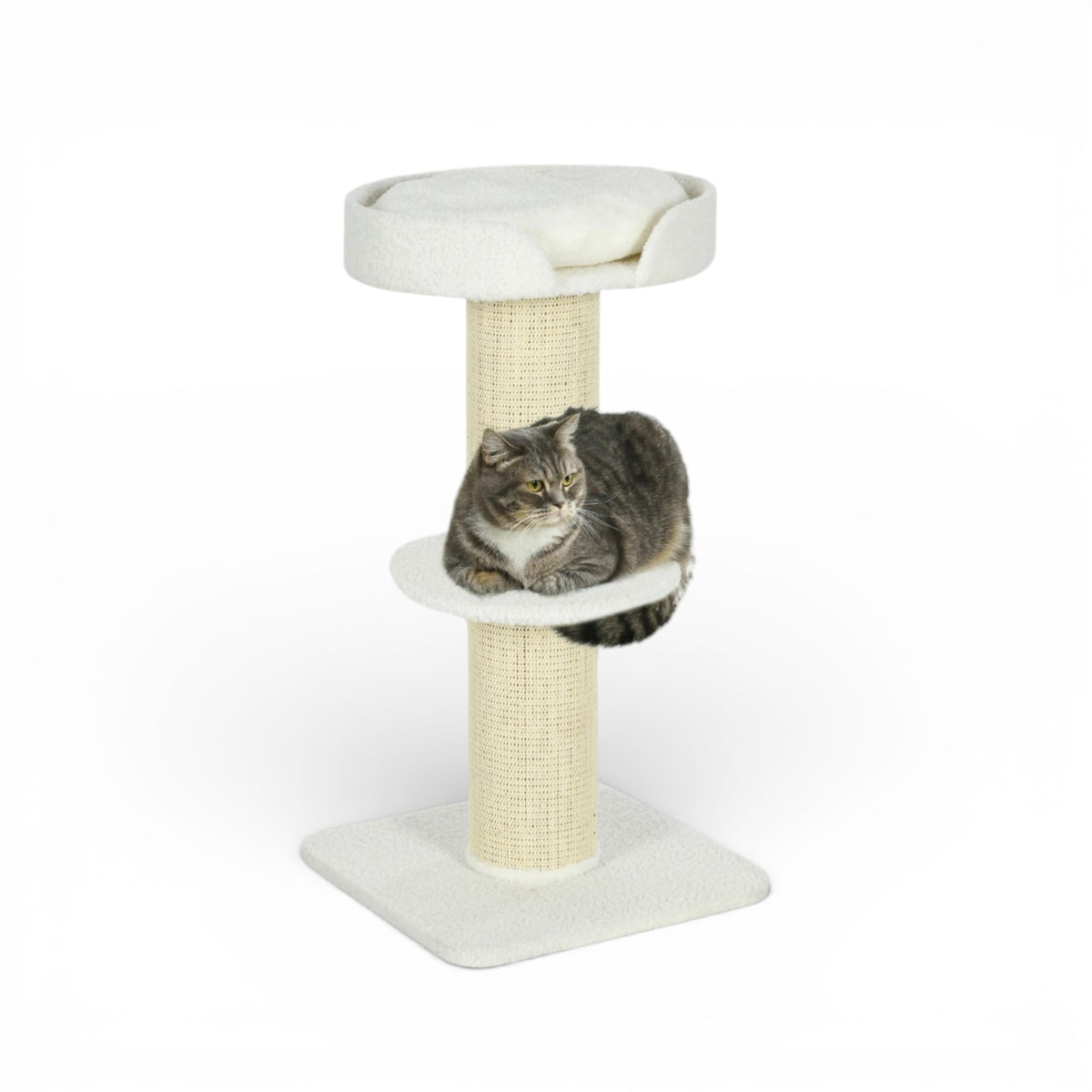 Arbre à Chat Griffoir 91 cm 2 Plateformes avec Panier Douillet - CREMA