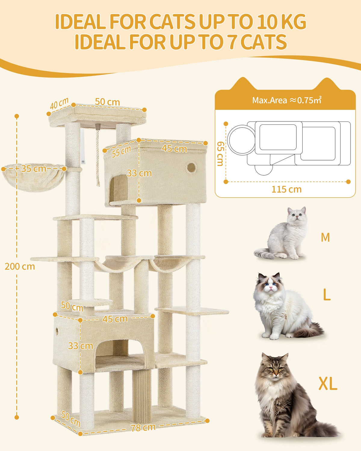 Arbre à Chat Tour XXL 2m Beige - FESTINA