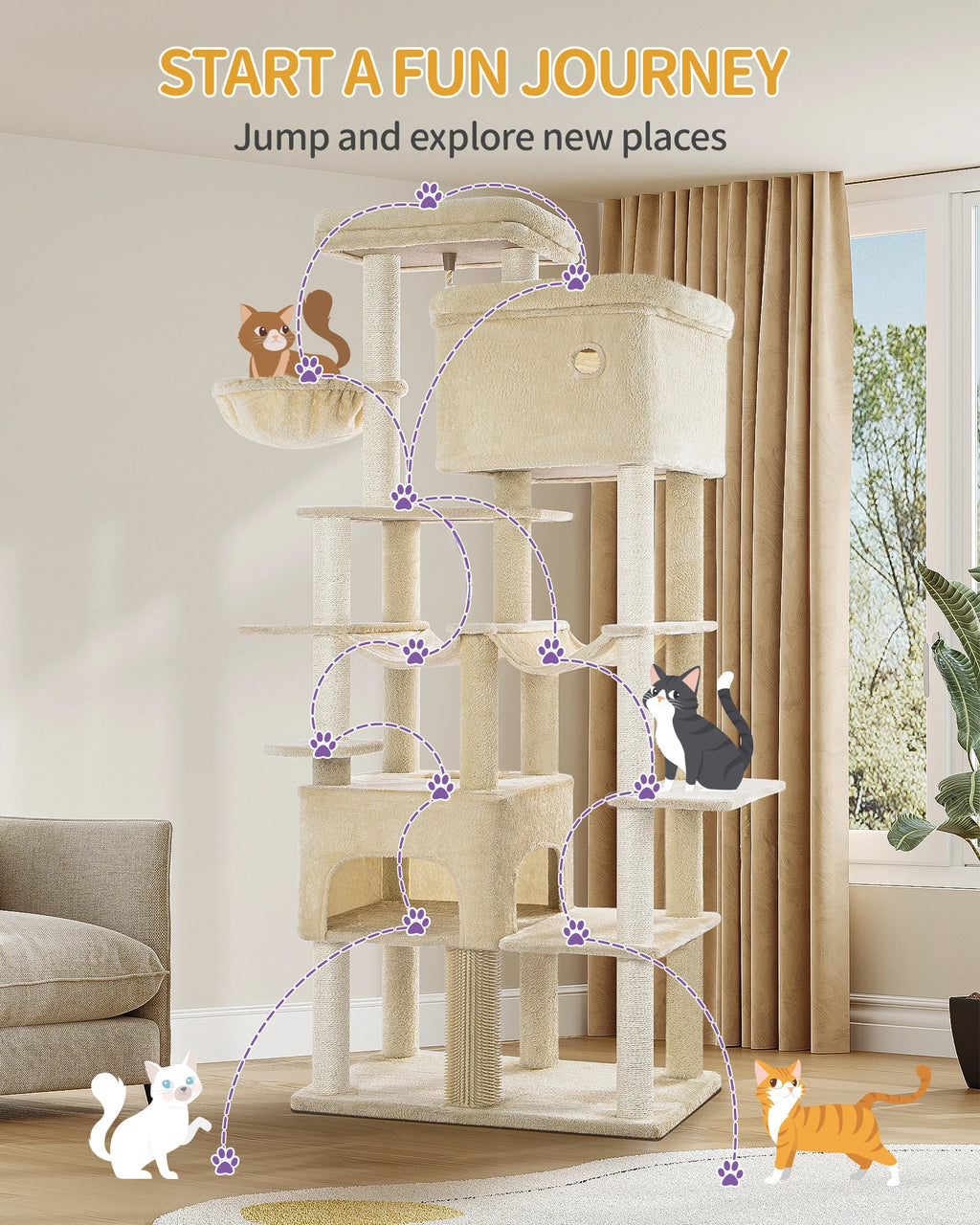 Arbre à Chat Tour XXL 2m Beige - FESTINA