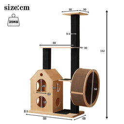 Arbre à Chat Roue Jeu Bois Massif Tigra