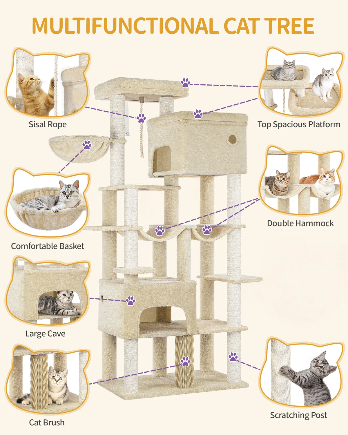 Arbre à Chat Tour XXL 2m Beige - FESTINA