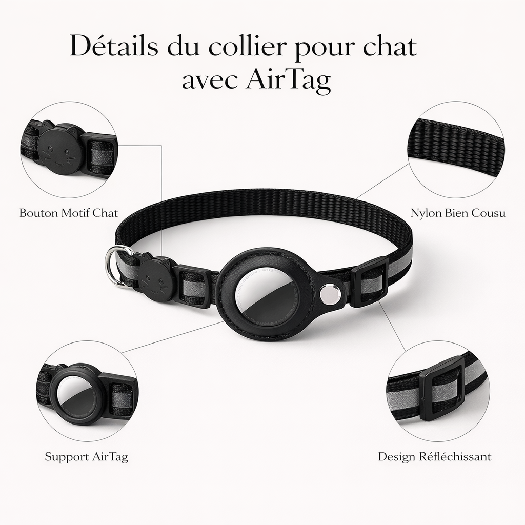 Collier GPS AirTag pour chat Tagloc