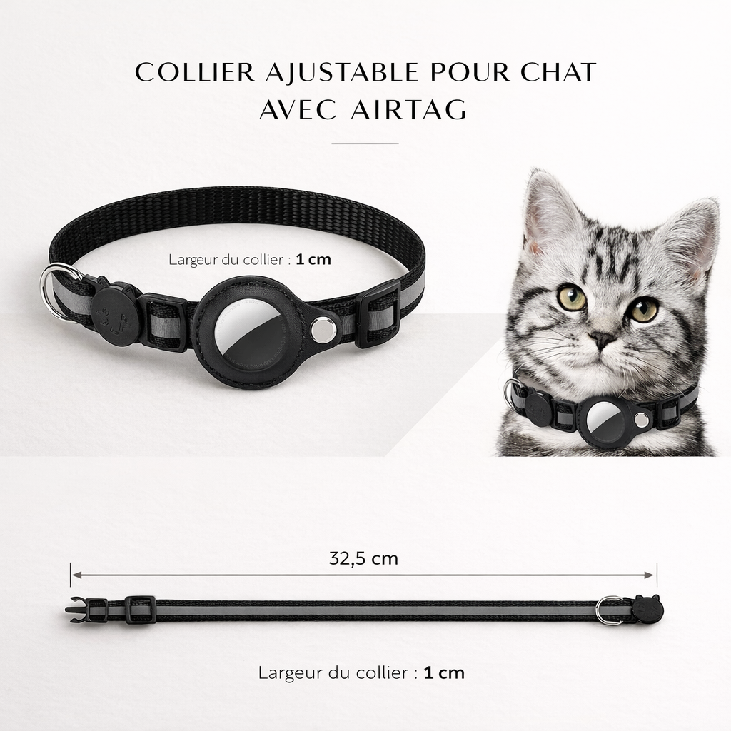 Collier GPS AirTag pour chat Tagloc