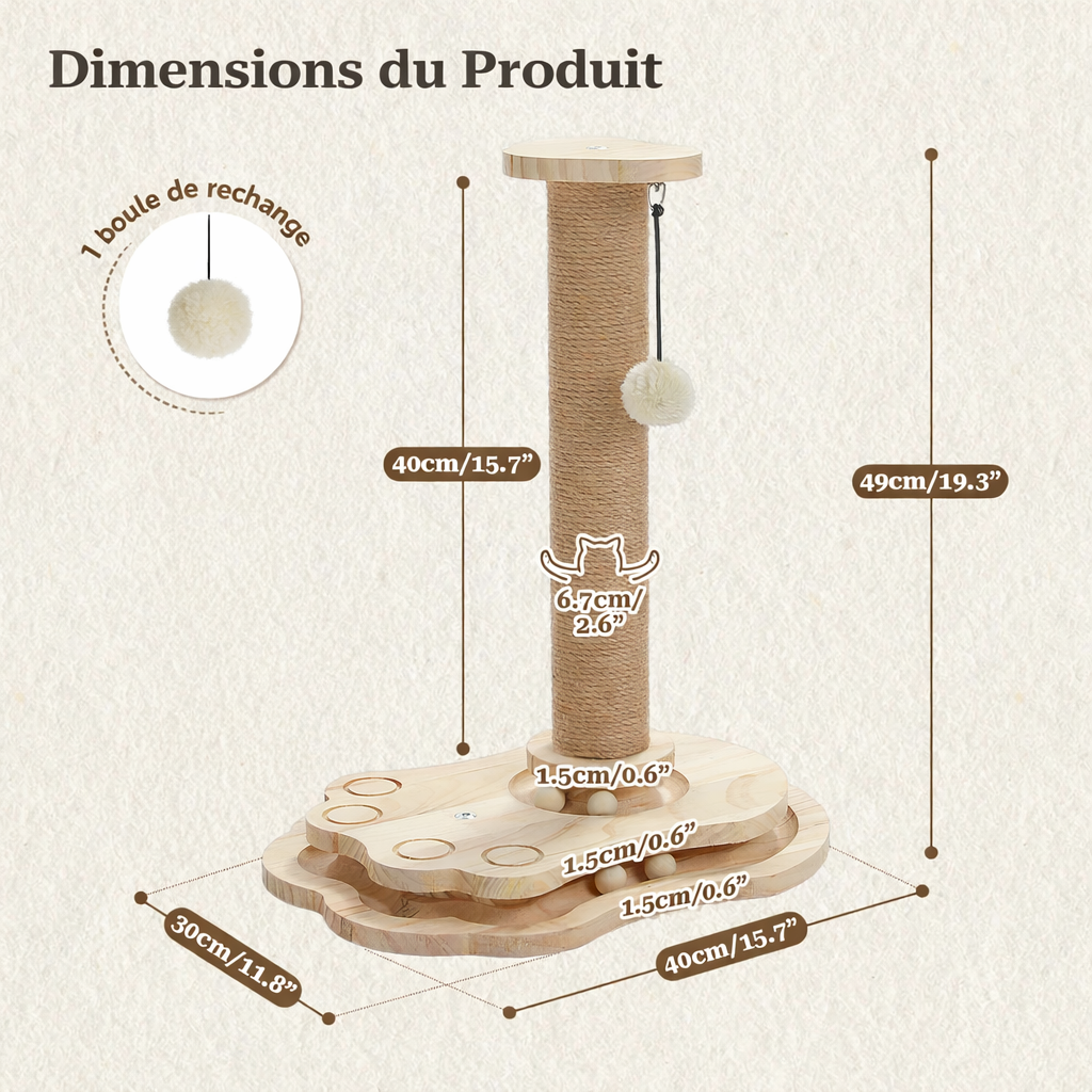 Griffoir Chat en Bois Design Alpacia