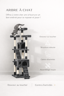 Arbre à chat XXL Multi-Niveaux Noir Antracia