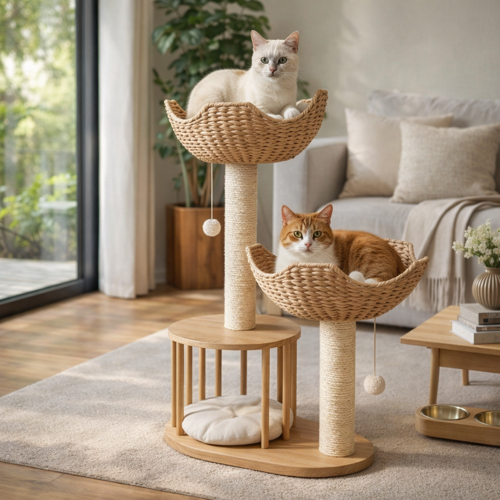 Arbre à Chat en Bois et Osier Panio