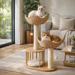 Arbre à Chat en Bois et Osier Panio