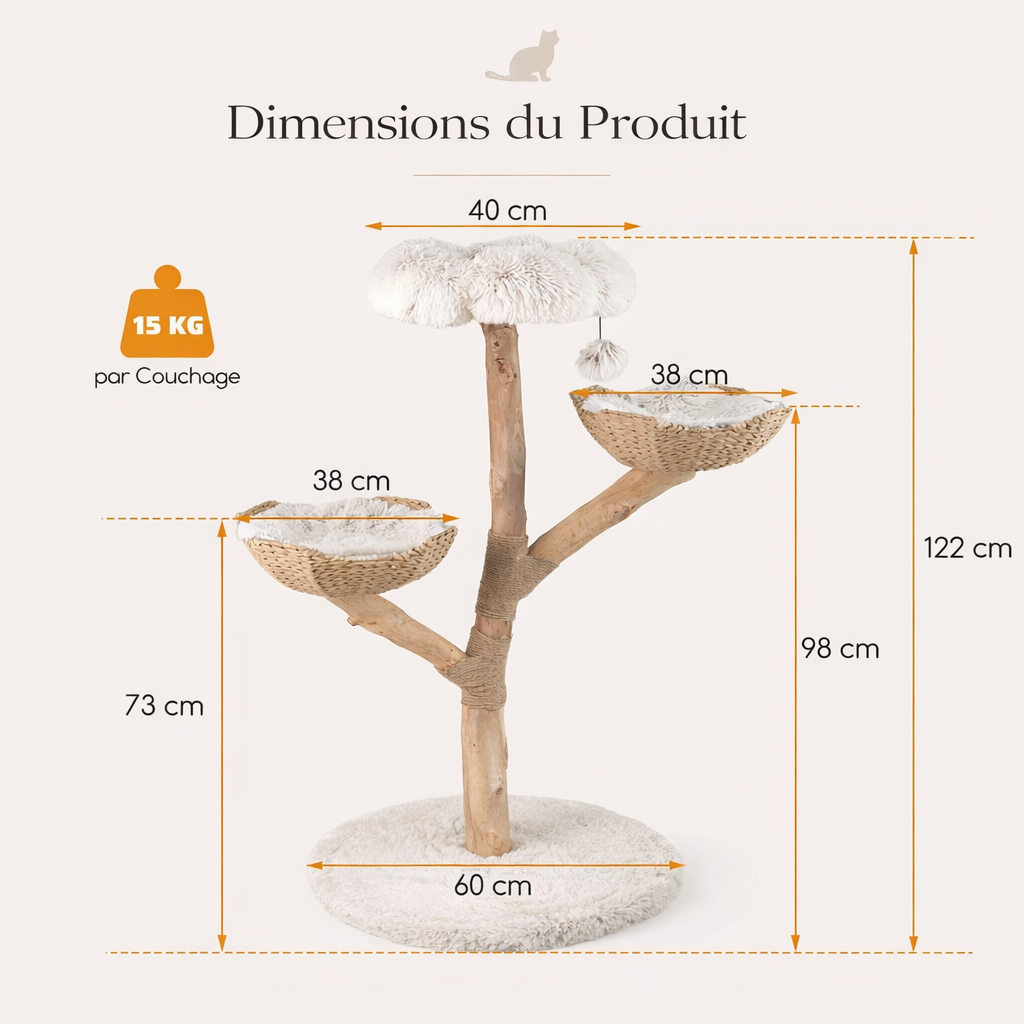 Arbre à Chat Bois Massif 110cm Okinawa