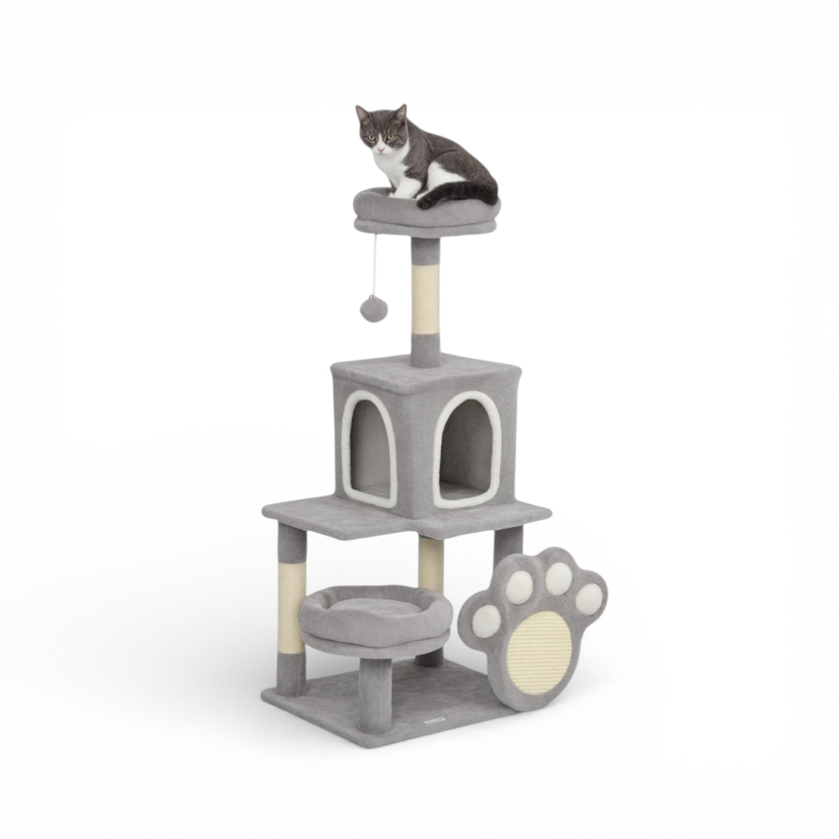 Arbre à Chat Gris Griffoir Forme Patte 48x40x110cm - Pato