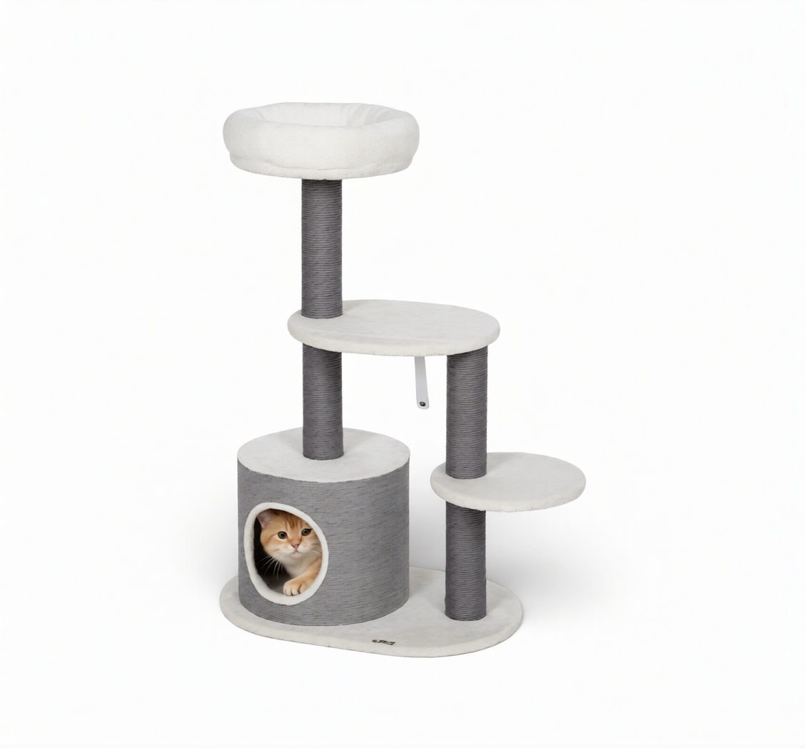 Arbre à Chat Design 98cm Gris & Blanc - Loki