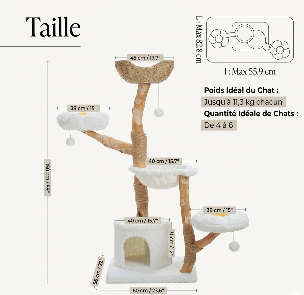 Arbre à Chat Design Bois Fiora Di Vita