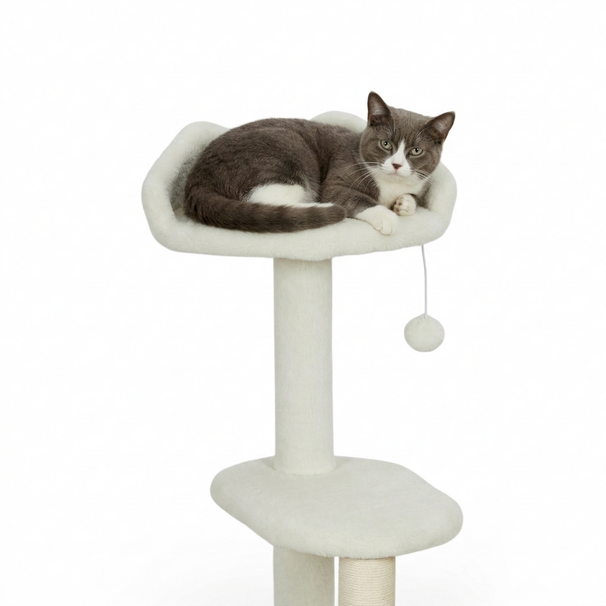 Arbre à Chat Design Moelleux Molletonnés Blanc Crème - NABRASKA