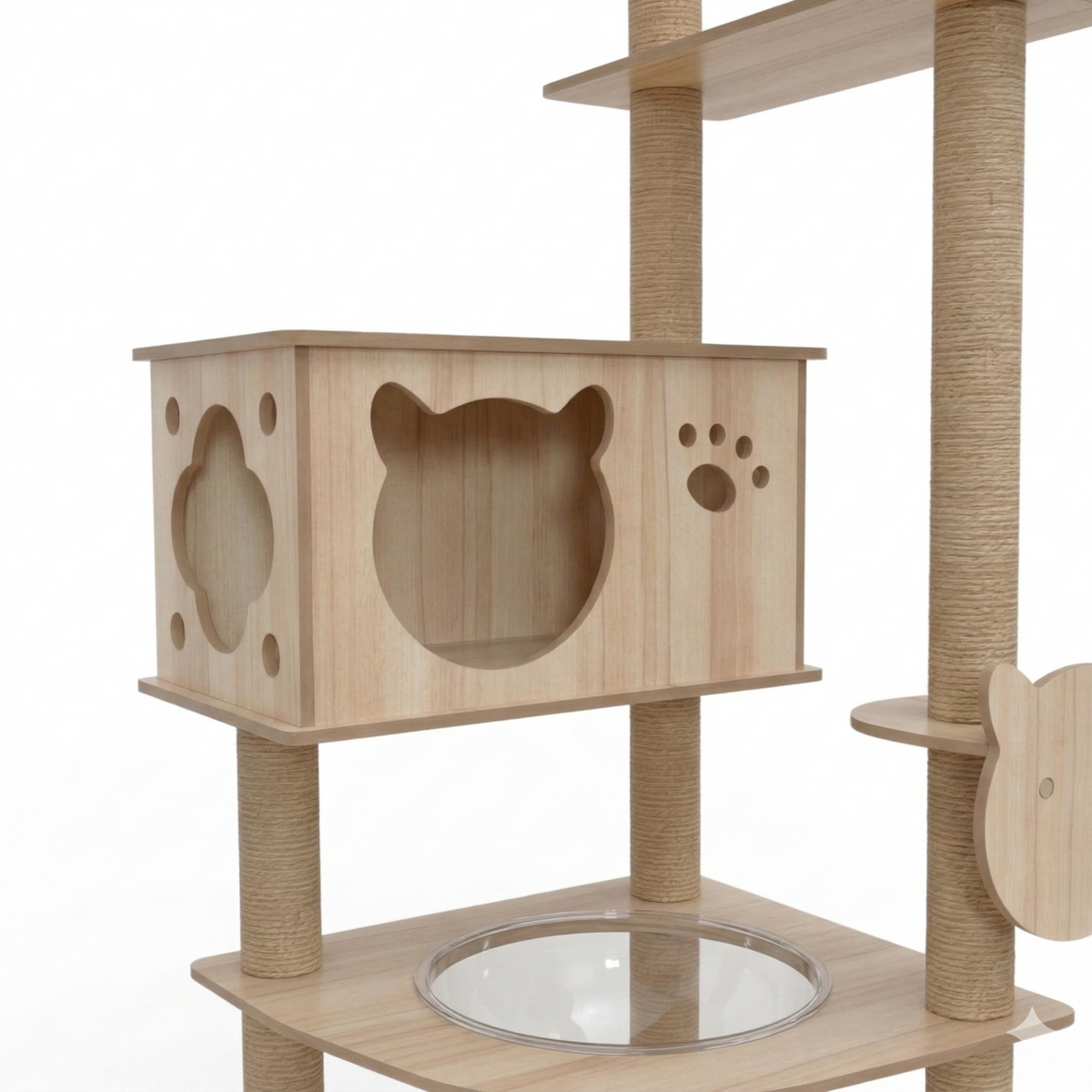 Arbre à Chat Design en Bois Naturel 185cm - ALASKA