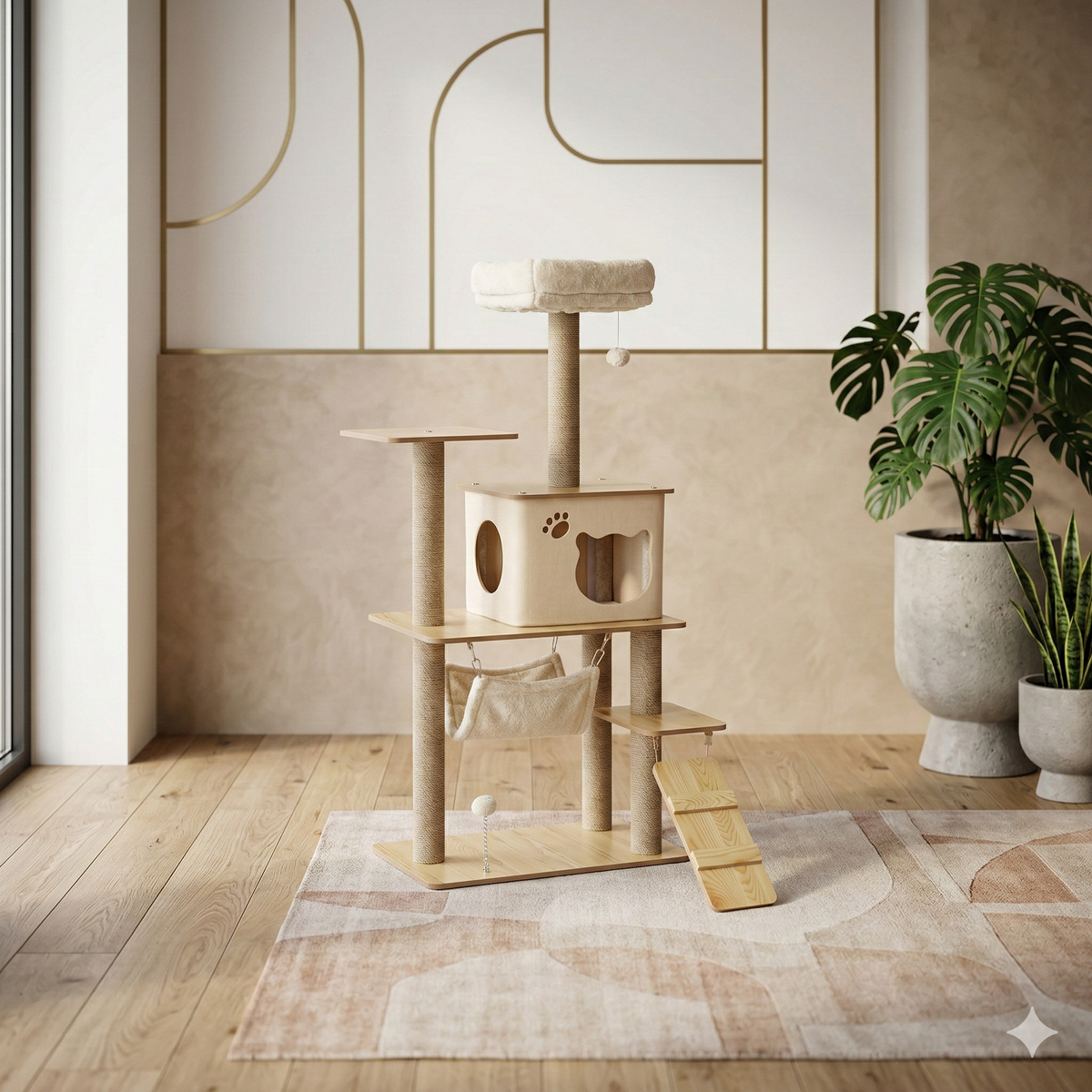 Arbre à Chat en Bois Design 130cm - GOAYA