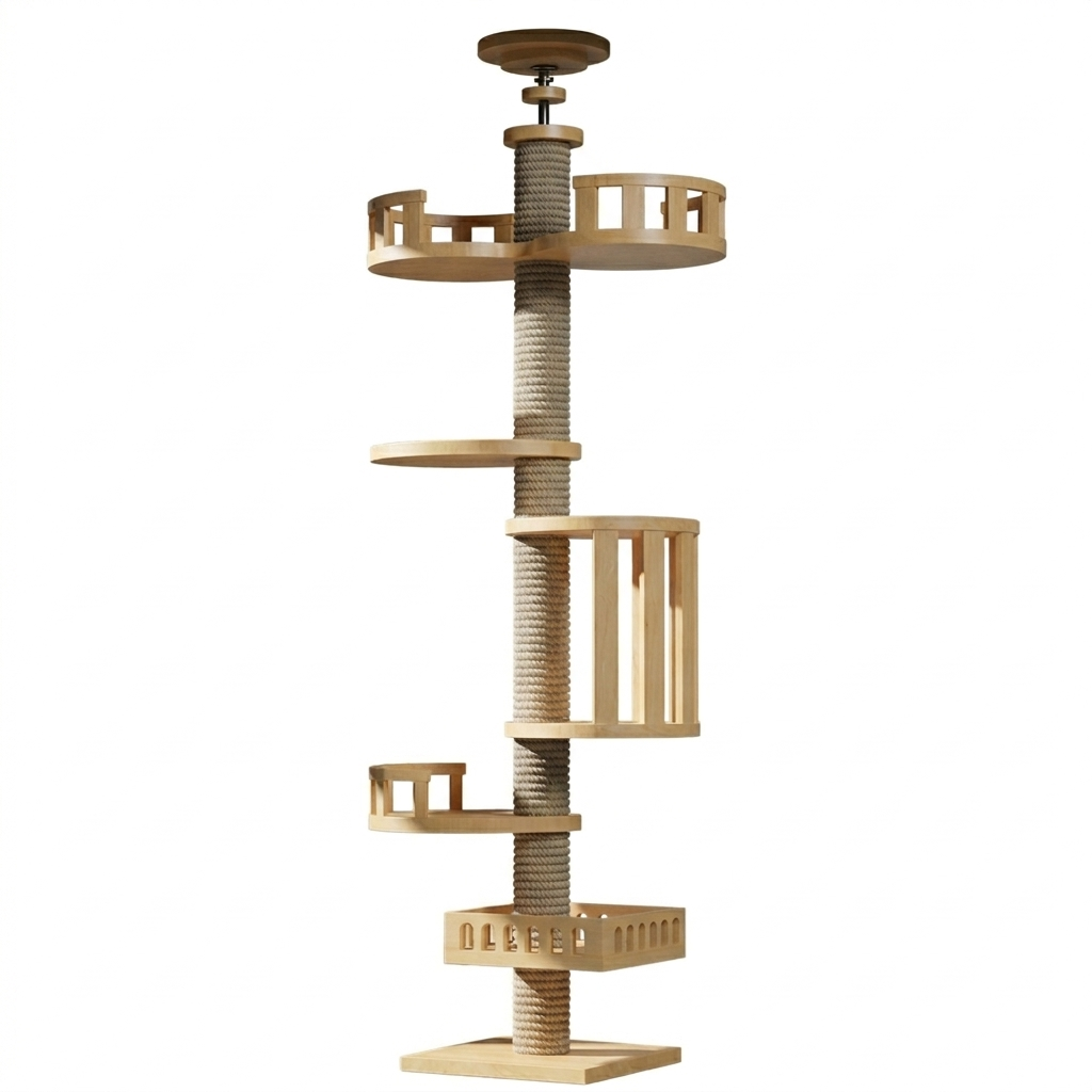Arbre à chat du sol au plafond avec griffoir et hamac - Skyfe