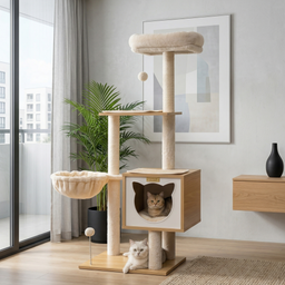 Arbre à Chat Multi Equipement Beige Savoya