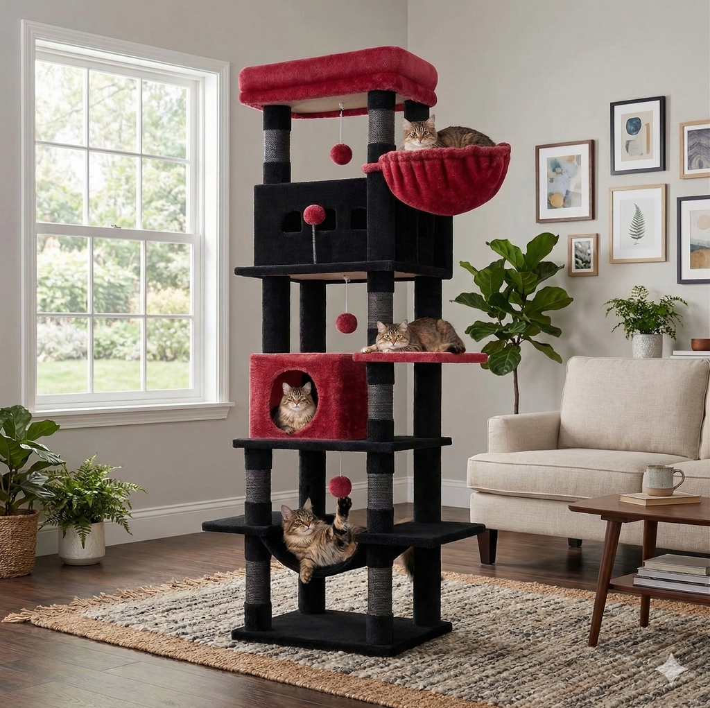 Arbre à Chat XXL Multi-Niveaux - Tour Forteresse FELINDRA