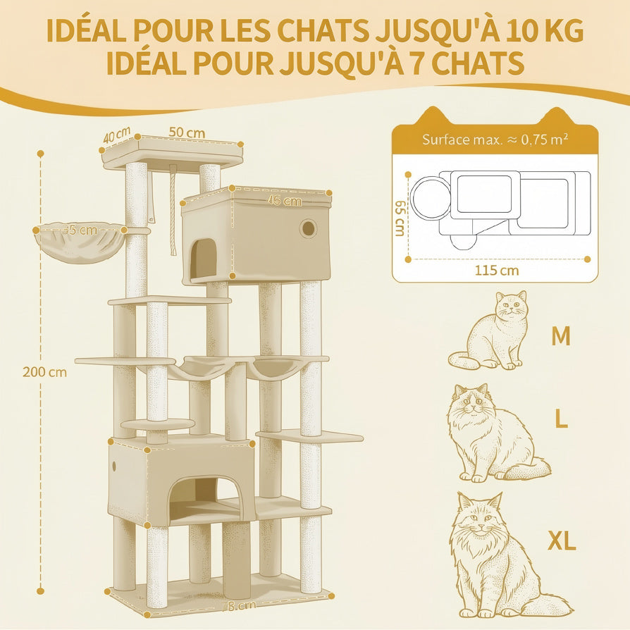 Arbre à Chat Tour XXL 2m Beige Festina
