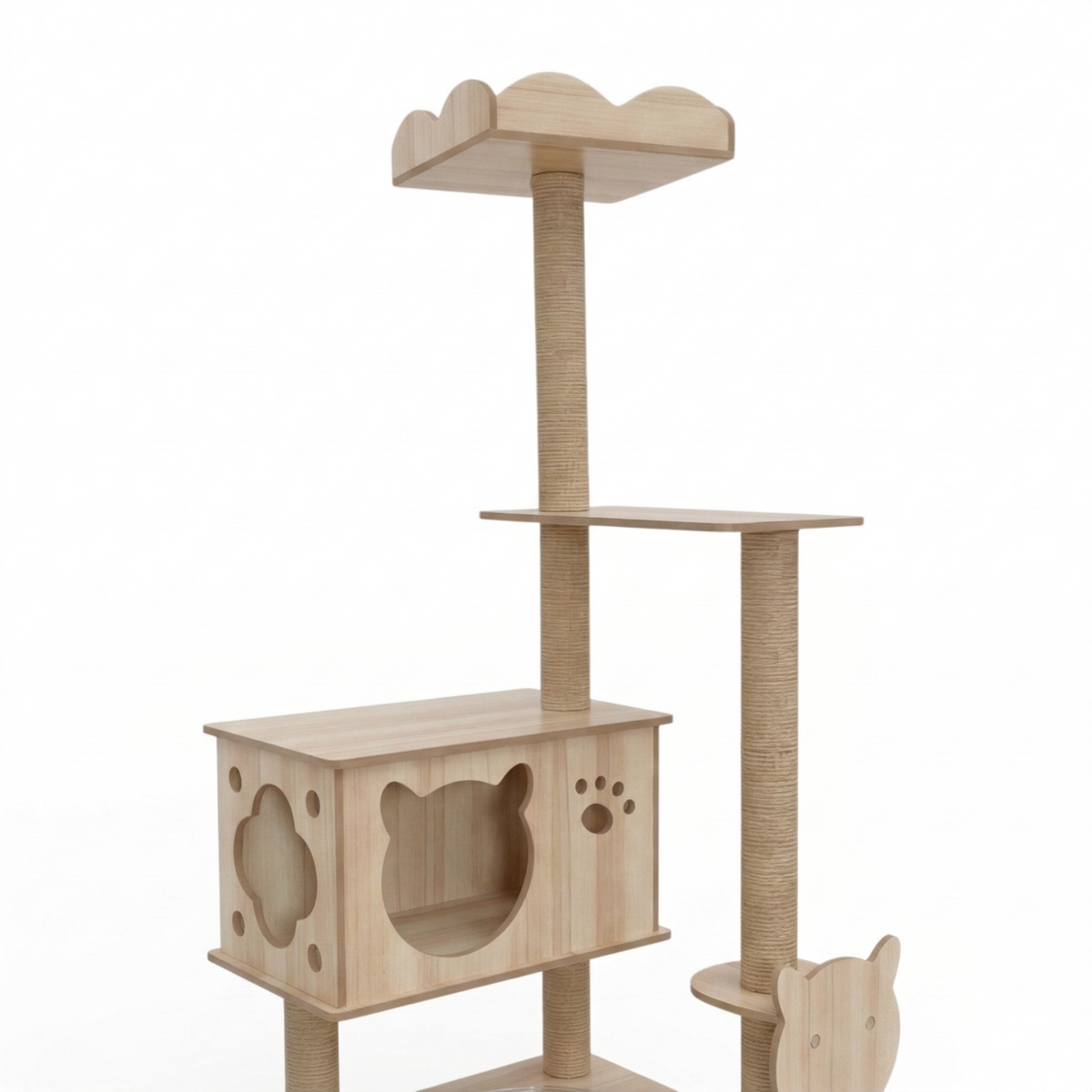 Arbre à Chat Design en Bois Naturel 185cm - ALASKA