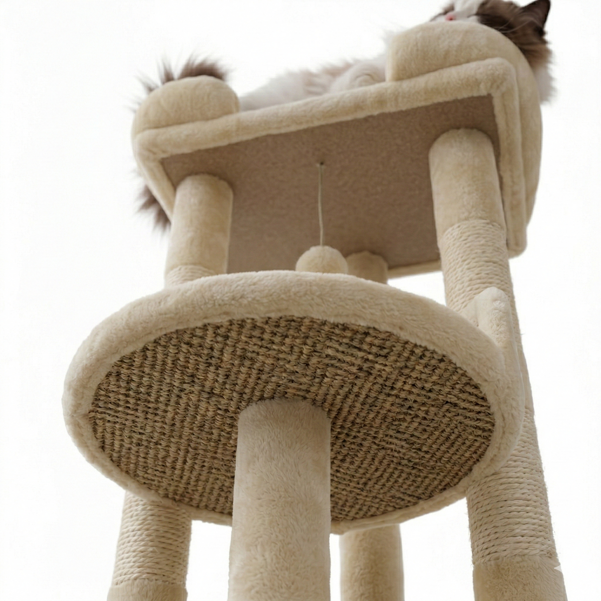 Arbre à Chat Design 2 Niveaux Beige - Elora
