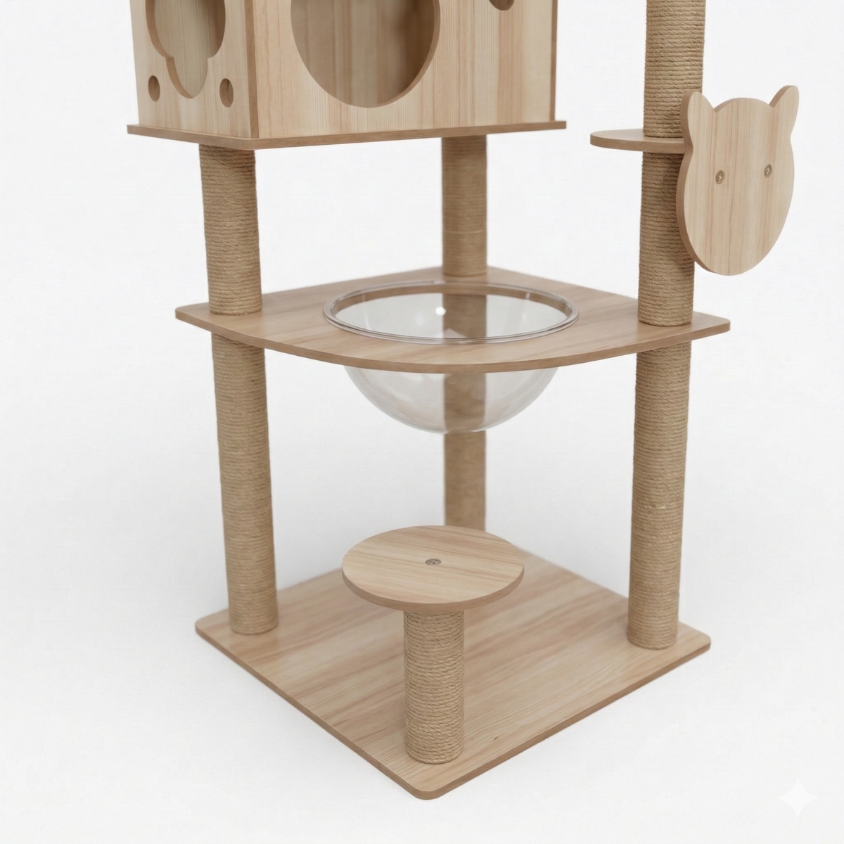 Arbre à Chat Design en Bois Naturel 185cm - ALASKA