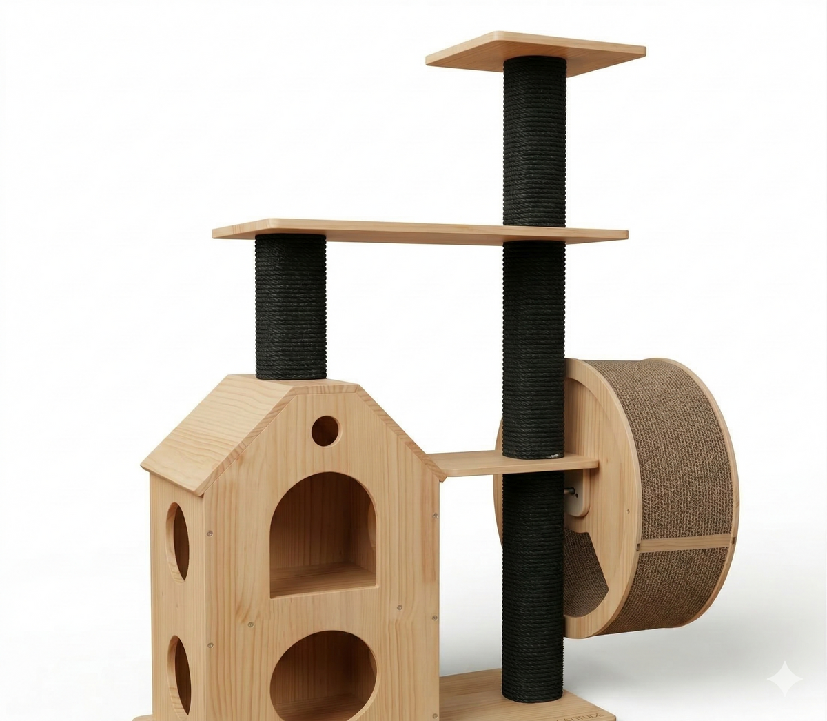 Arbre à Chat Roue Jeu Bois Massif - TIGRA