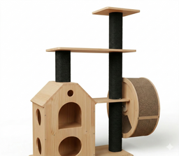 Arbre à Chat Roue Jeu Bois Massif Tigra