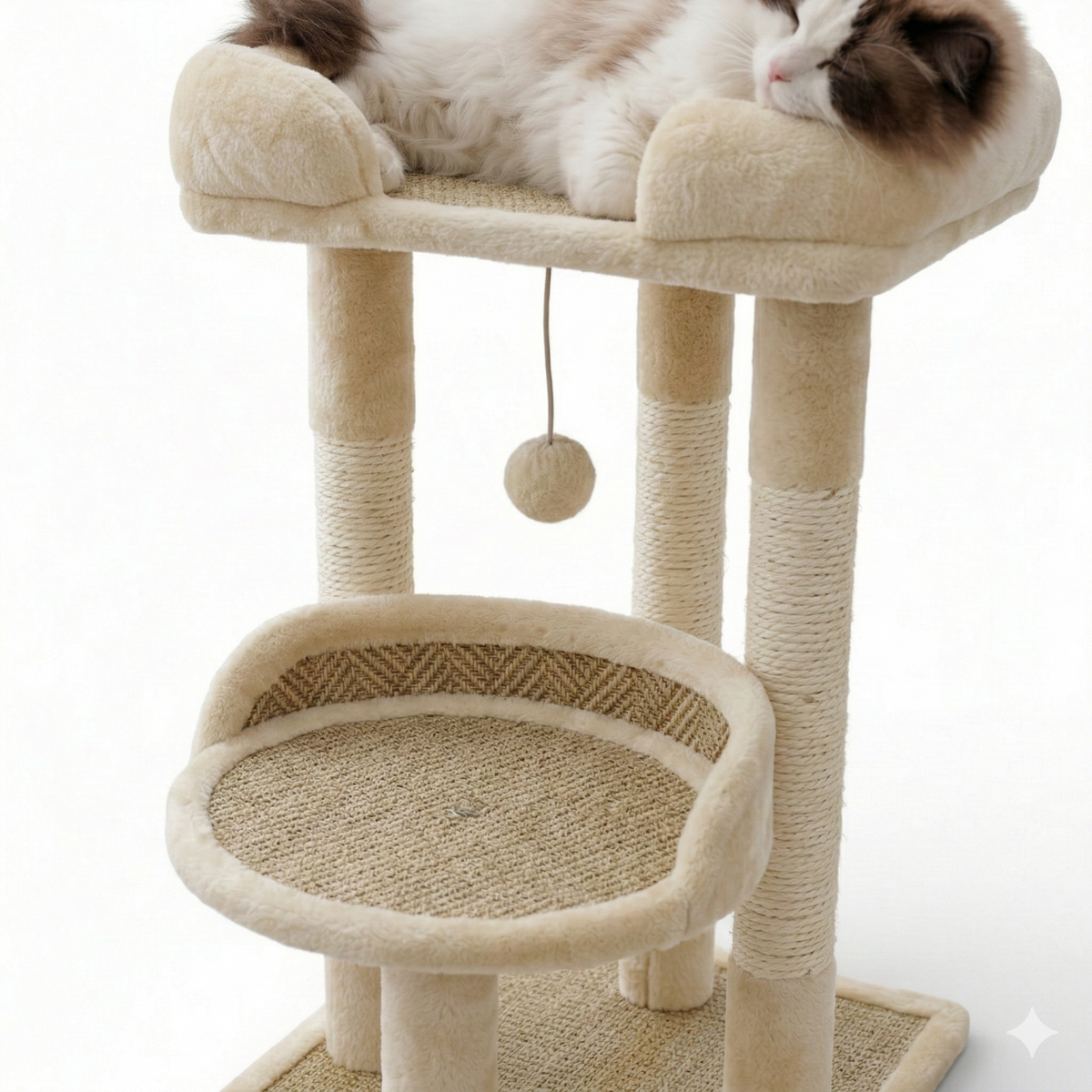 Arbre à Chat Design 2 Niveaux Beige - Elora