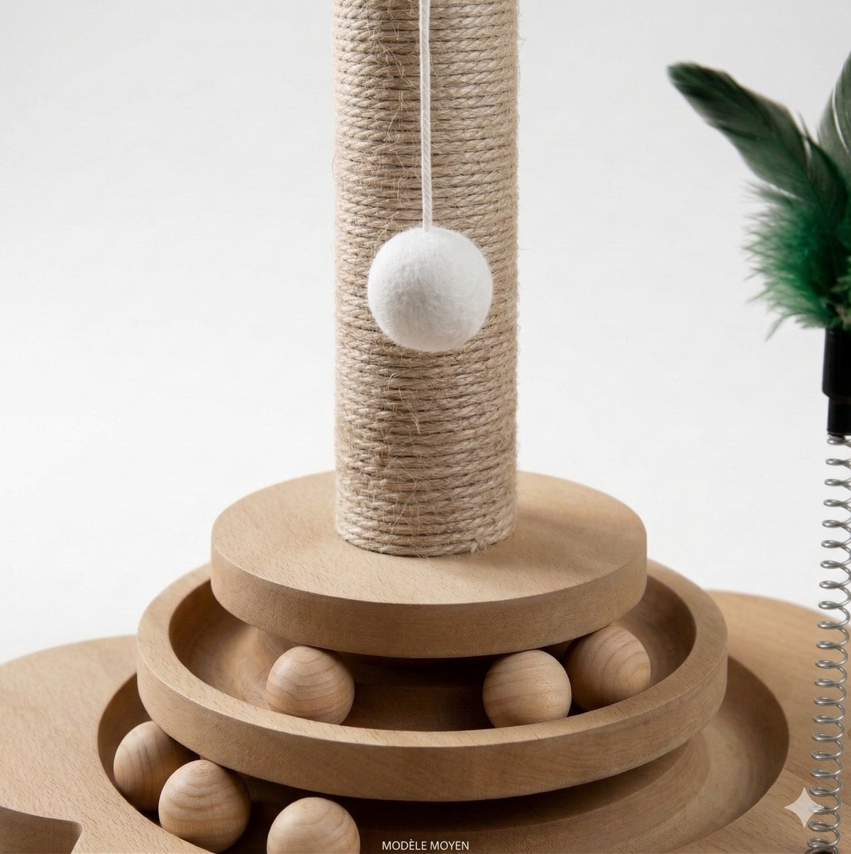 Griffoir Chat en Bois Design - Arbre à Chat avec Circuit de Balles Interactif - GIOGA