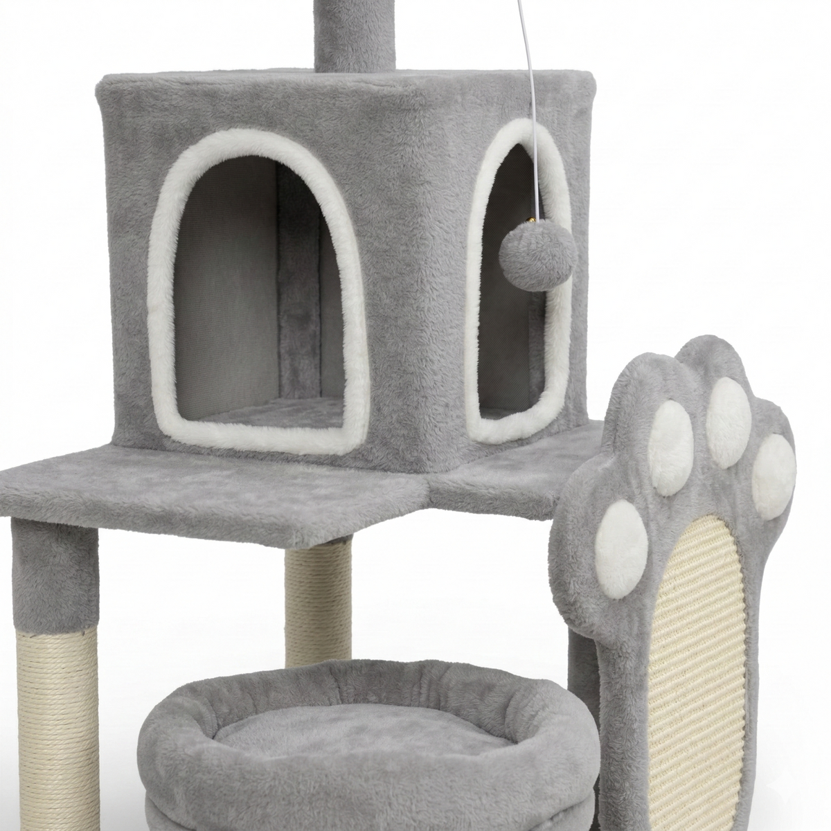 Arbre à Chat Gris Griffoir Forme Patte 48x40x110cm - Pato