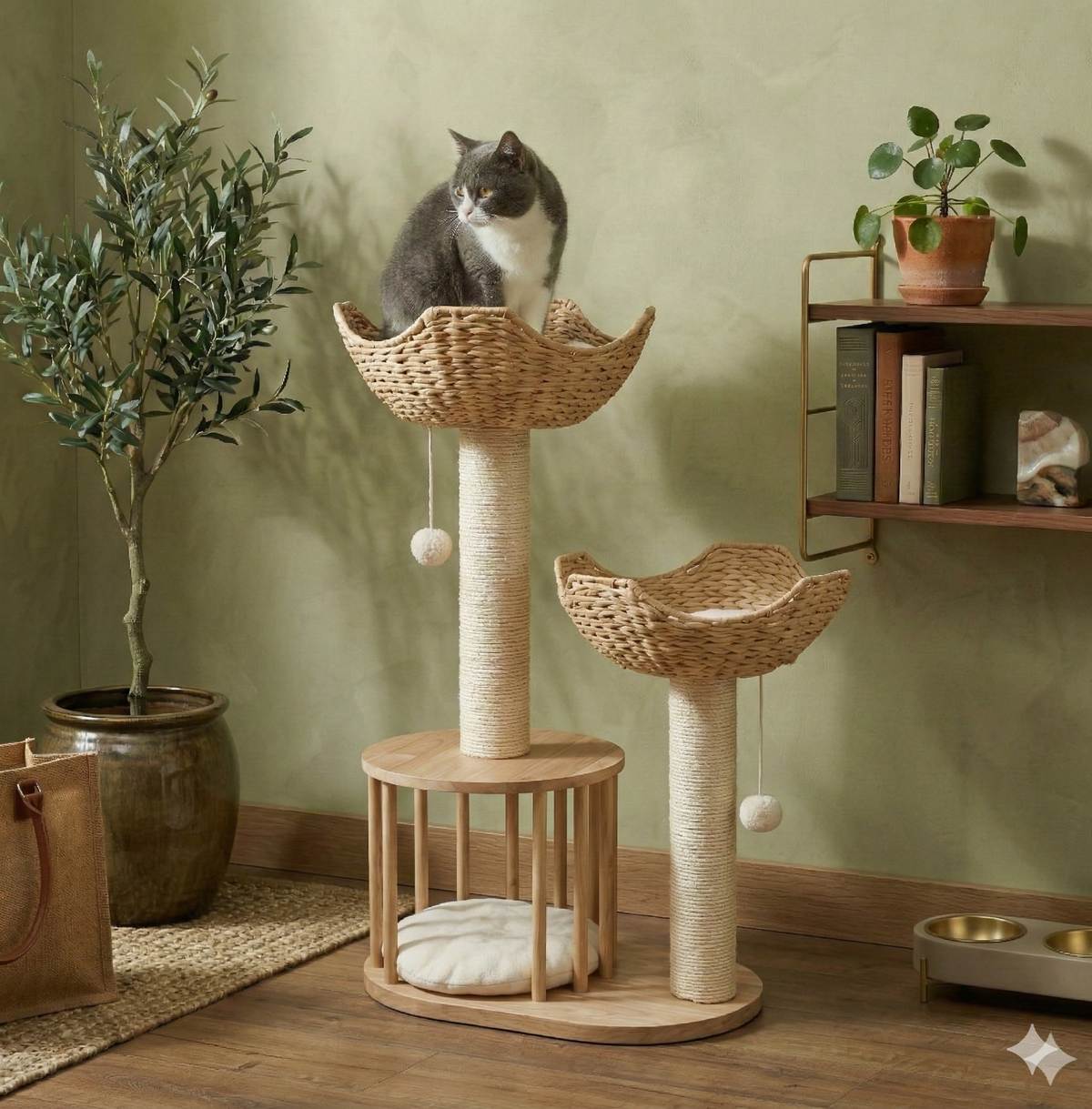 Arbre à Chat Design en Bois et Osier - PANIO