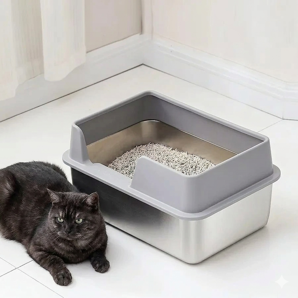 Bac à litière pour chat en Inox Noxi