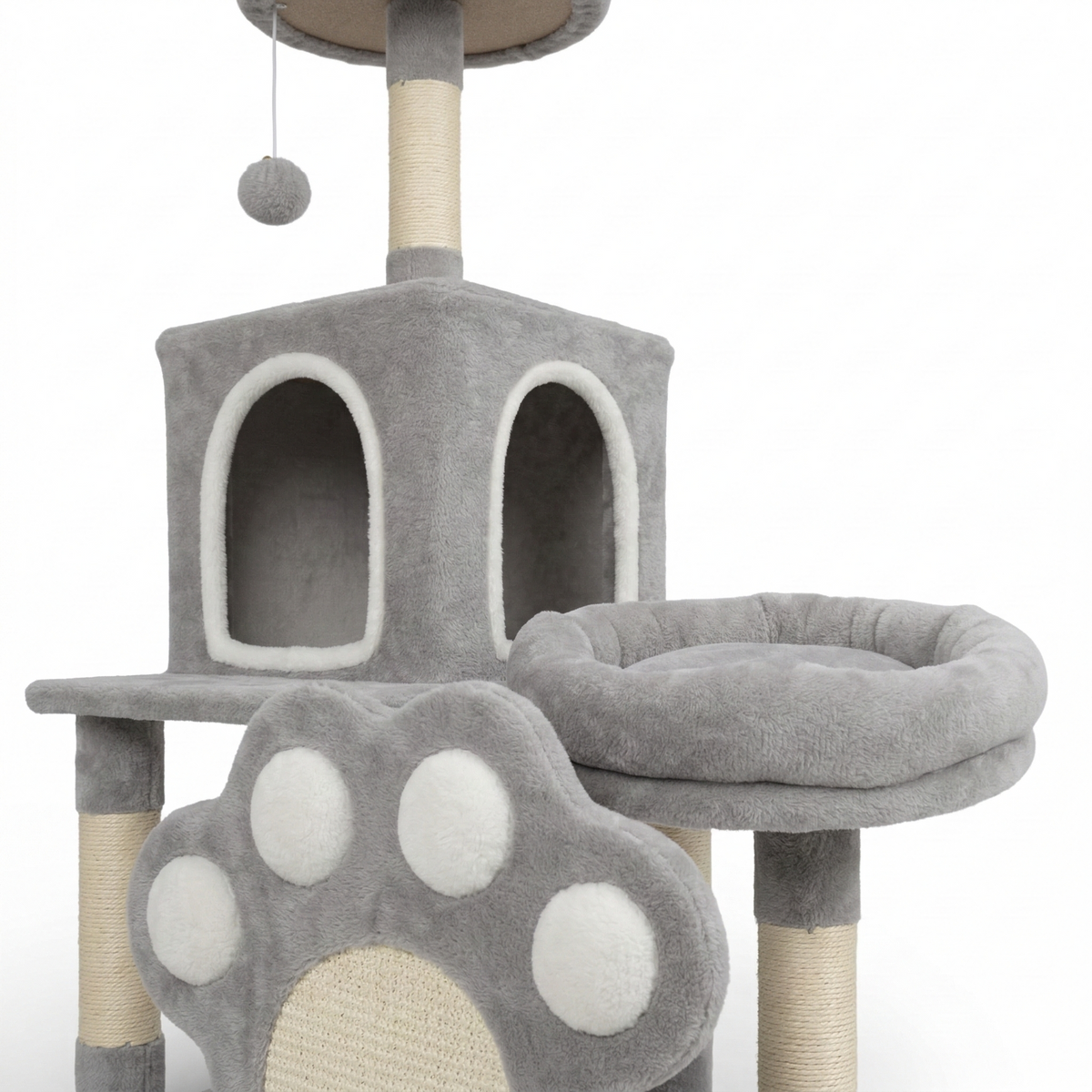 Arbre à Chat Gris Griffoir Forme Patte 48x40x110cm - Pato