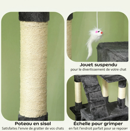 Arbre à chat XXL Multi-Niveaux Noir Antracia
