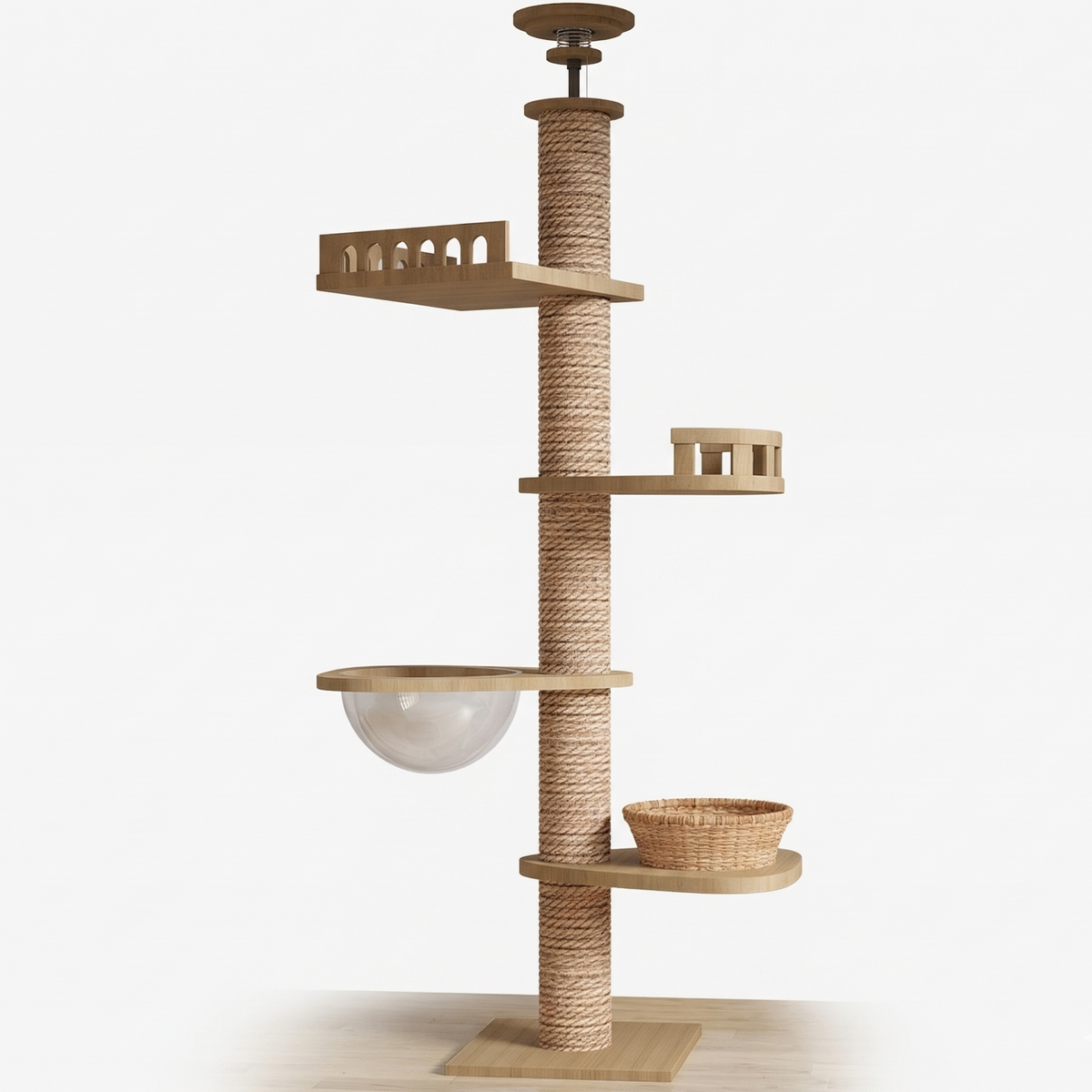 Arbre à chat du sol au plafond avec griffoir et hamac - Skyfe