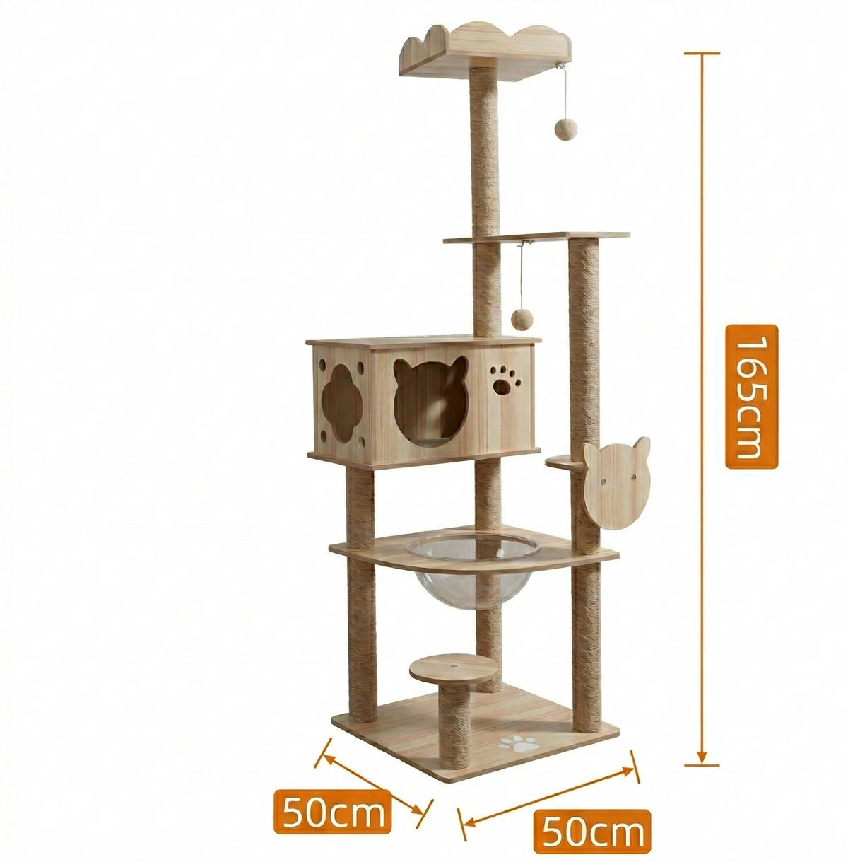 Arbre à Chat Design en Bois Naturel 185cm - ALASKA
