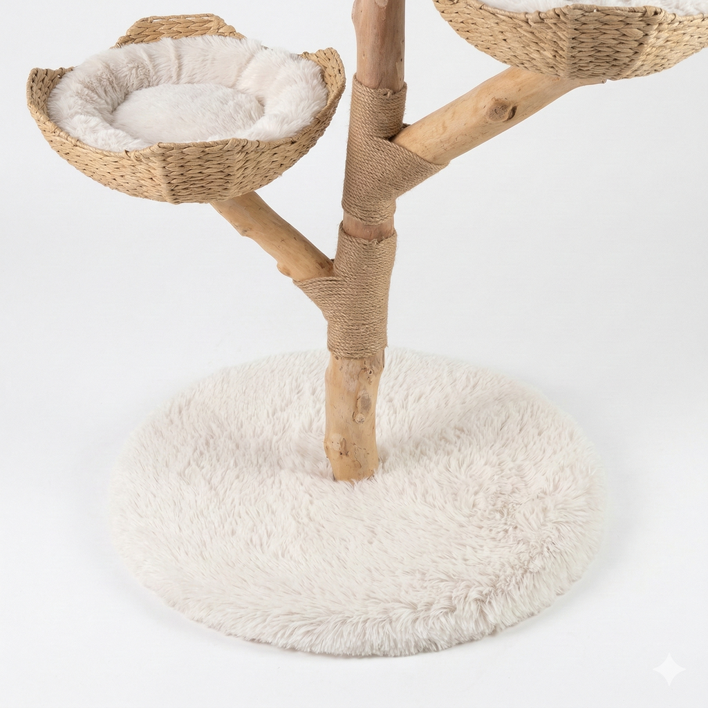 Arbre à Chat Design en Bois Véritable 110cm - OKINAWA