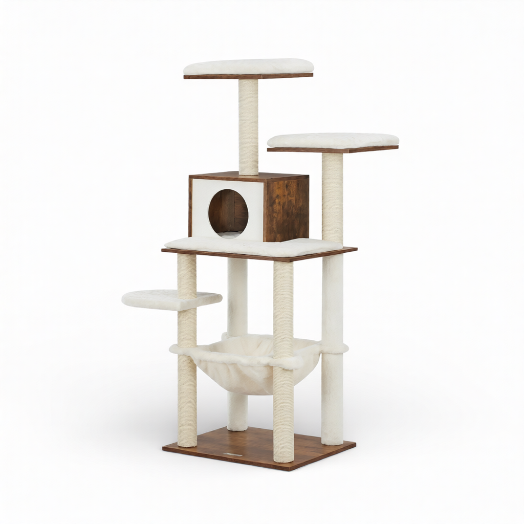 Arbre à Chat 138cm en Bois Rustique Roy