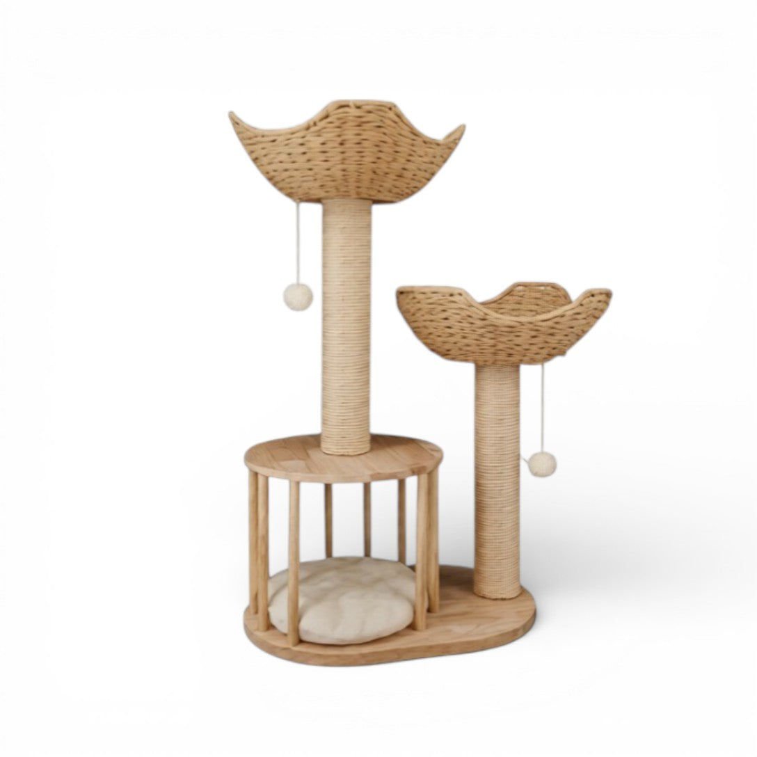 Arbre à Chat Design en Bois et Osier - PANIO