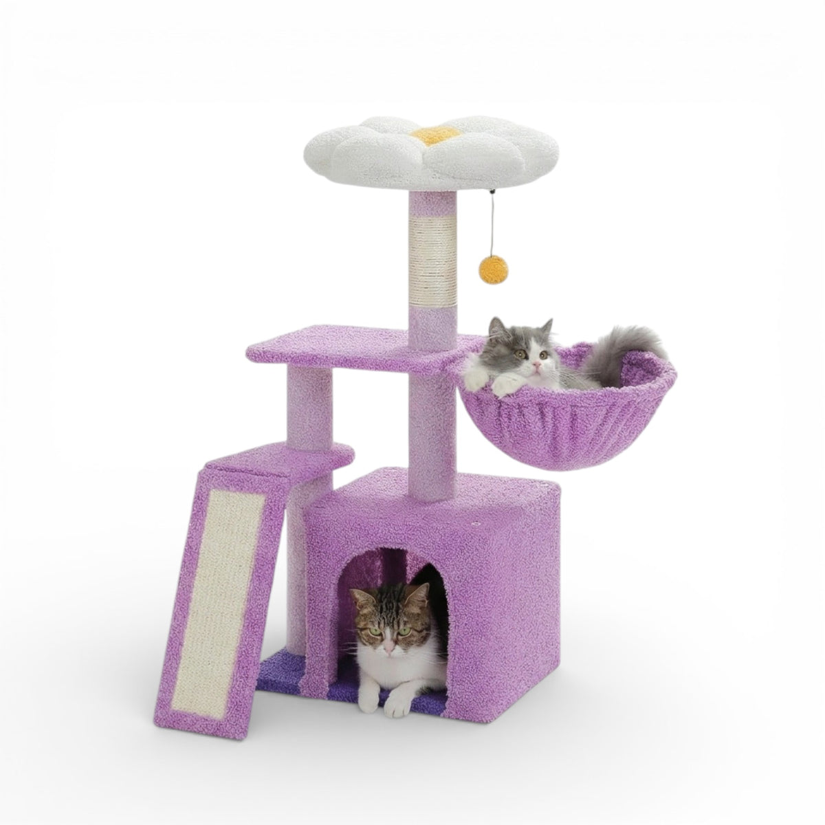 Arbre à Chat Fleur Design Violet Rampe à Griffer en Sisal 80cm - Flowry