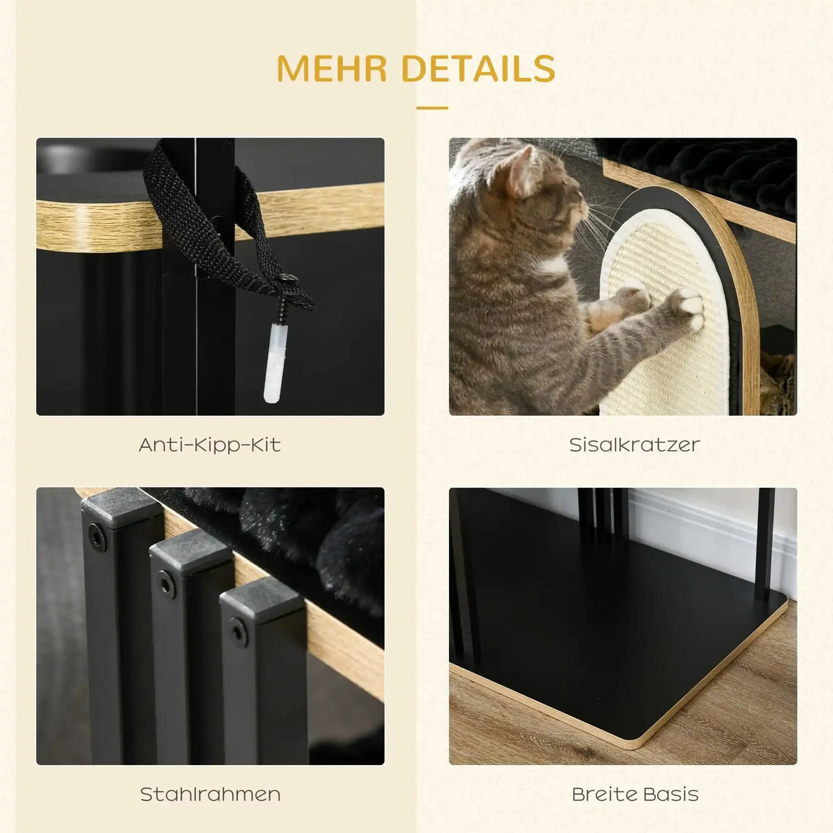 Arbre à Chat Design Industriel 170cm - Structure Acier - RAVELO