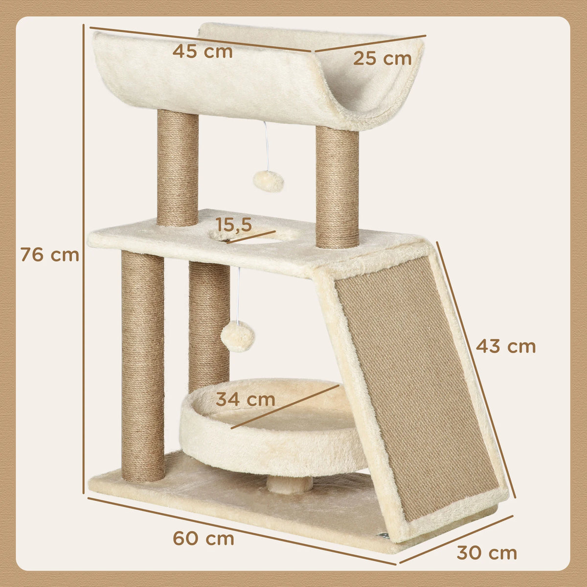 Arbre à Chat Design 76cm Crème - MOKA