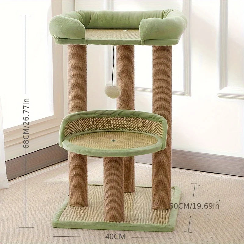 Arbre à Chat Design 2 Niveaux Beige - Elora