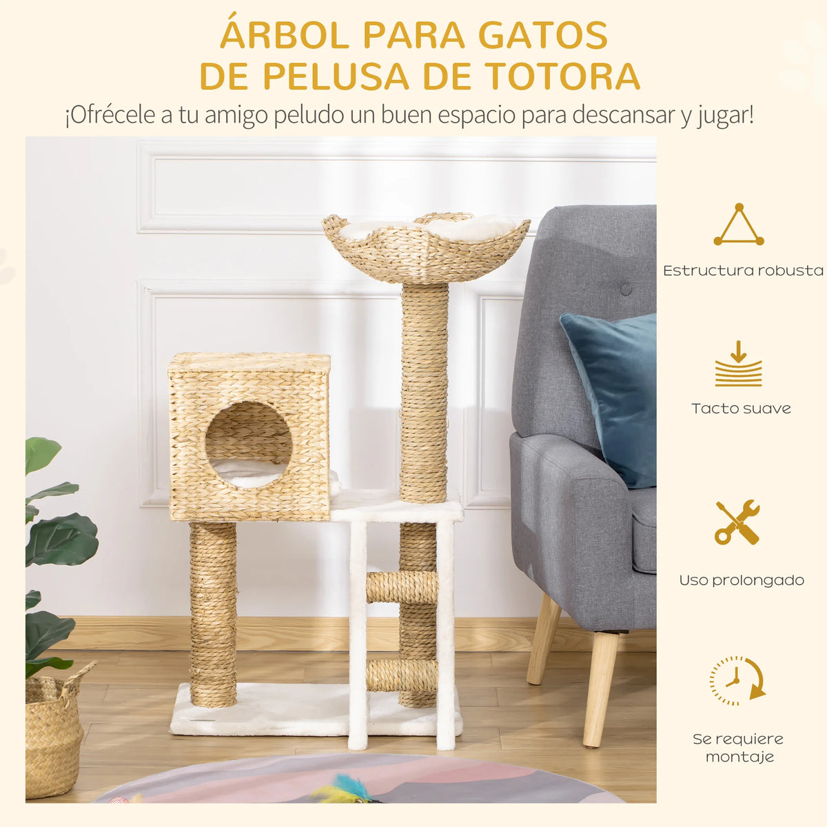 Arbre à chat arbre à grimper griffoir hauteur 100,5 cm - PLATONI