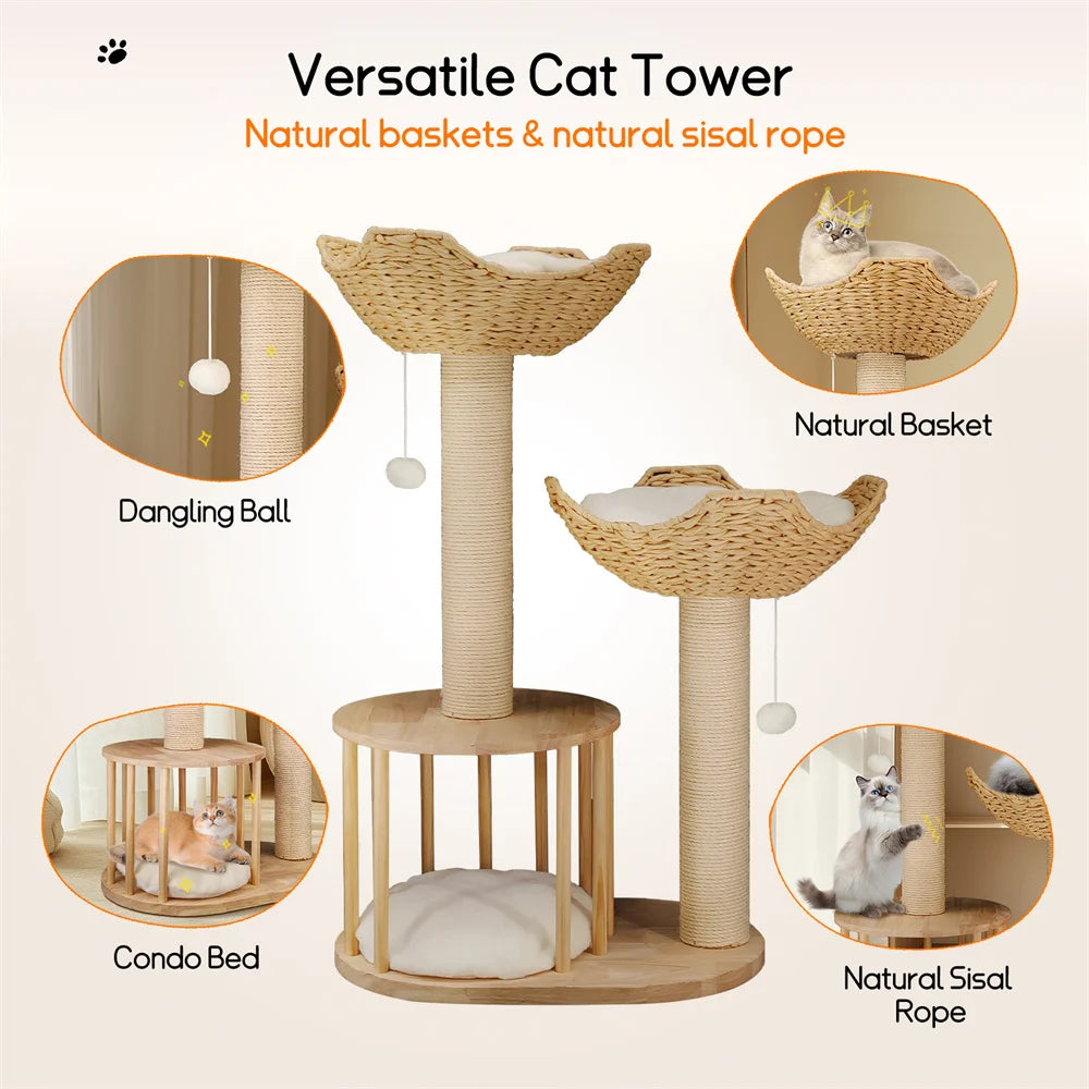 Arbre à Chat Design en Bois et Osier - PANIO