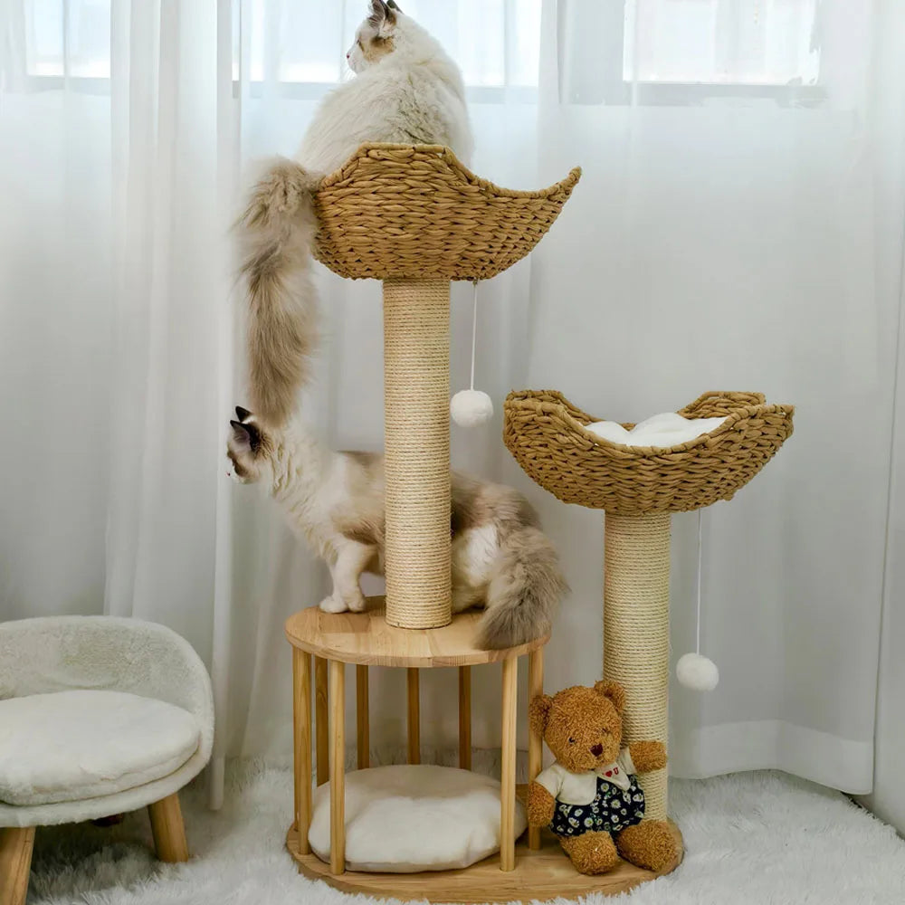 Arbre à Chat Design en Bois et Osier - PANIO