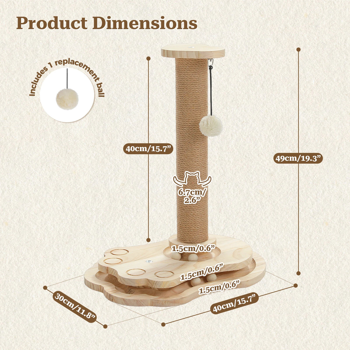 Griffoir Chat en Bois Design – (49cm) - ALPACIA